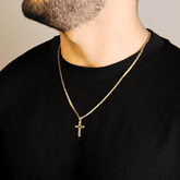 Gold Outlined Cross Pendant - Lencia & Morgan