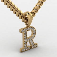 9k Yellow Gold Round-Cut Moissanite Letter Pendant (A-Z)