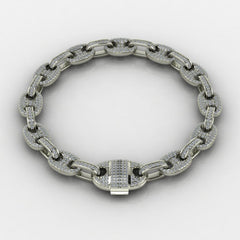 10mm Moissanite Morg-link bracelet (Sterling Silver)