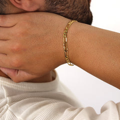 5mm Yellow gold Figaro Bracelet - Lencia & Morgan