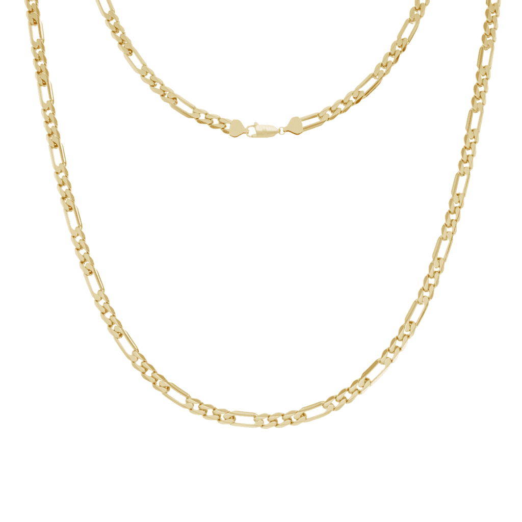 5mm Italian Figaro Chain (Yellow Gold) - Lencia & Morgan