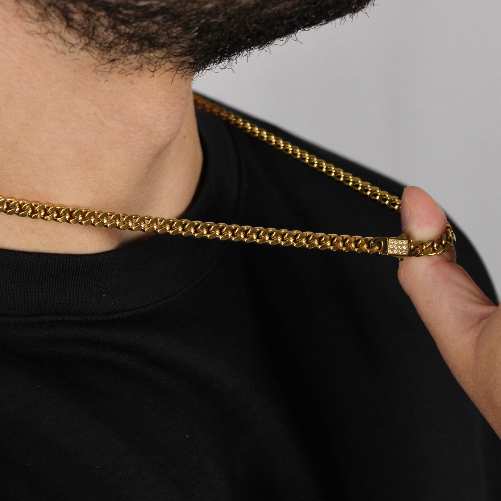 6mm Yellow Gold Cuban Link Chain ( Cz Box Clasp)