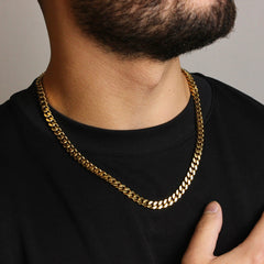 8mm Yellow Gold Cuban Link Chain (Cz box Clasp)