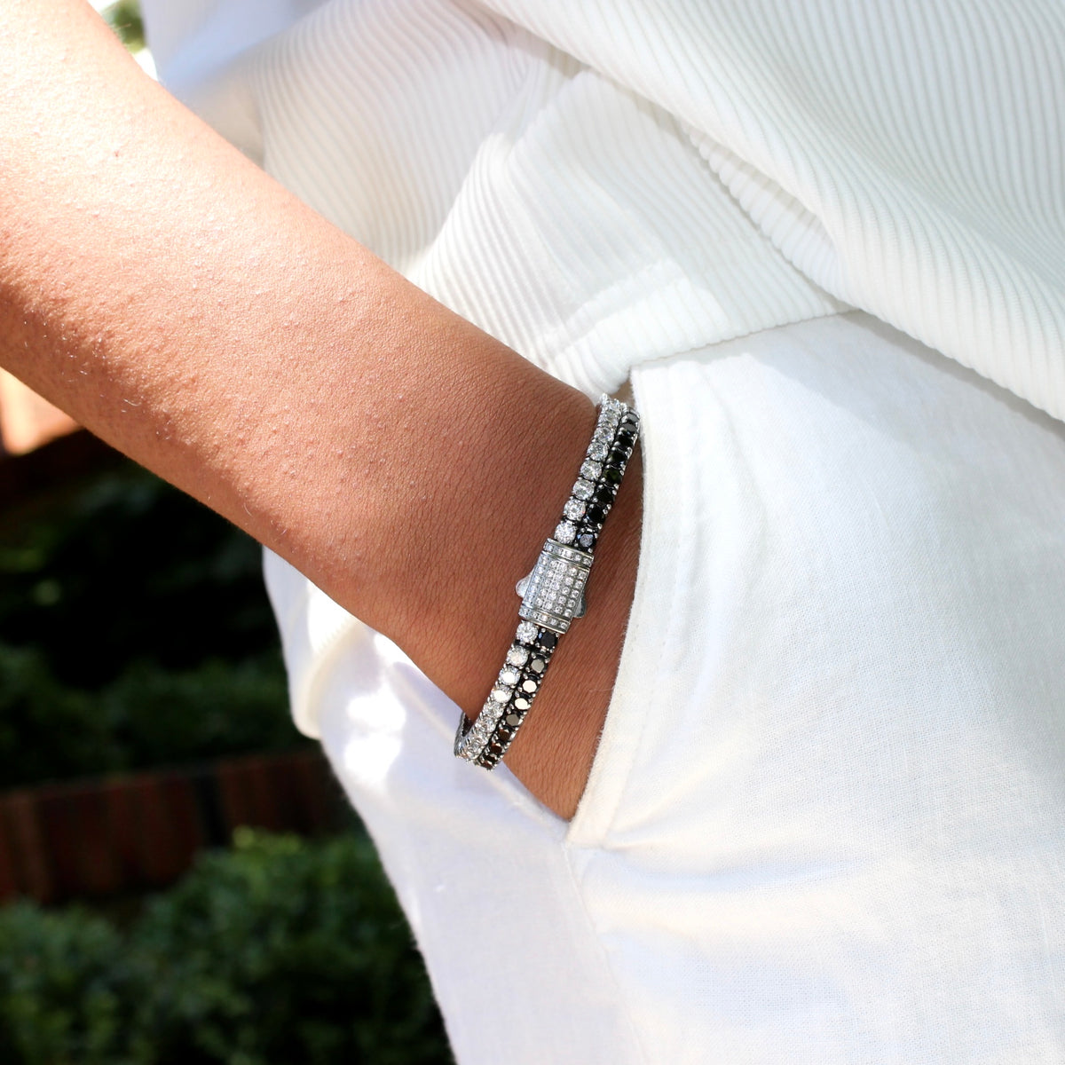 8mm Dual White & Black Tennis Bracelet