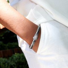 8mm Dual White & Black Tennis Bracelet - Lencia & Morgan