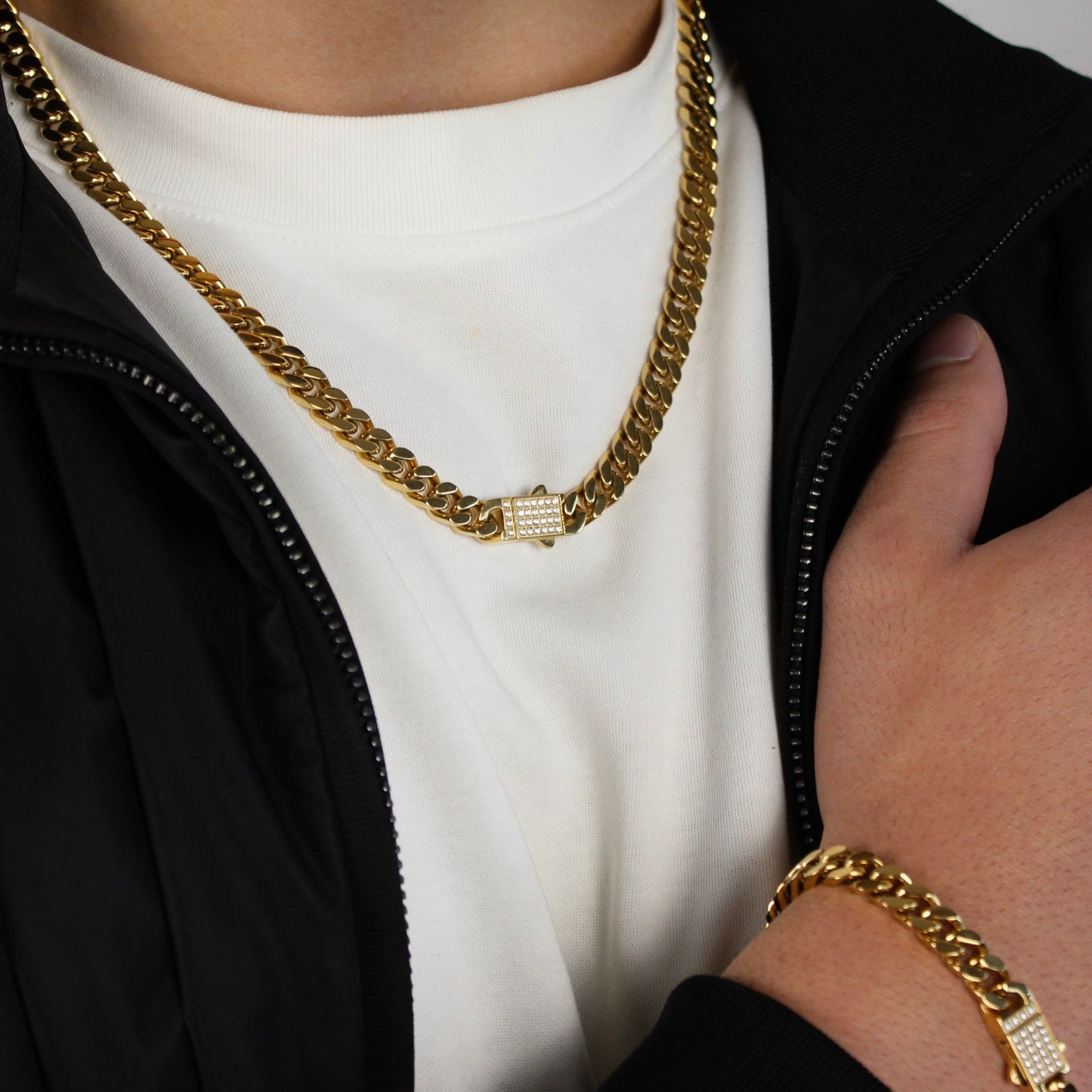 8mm Yellow Gold Cuban Link Chain (Cz box Clasp) - Lencia & Morgan