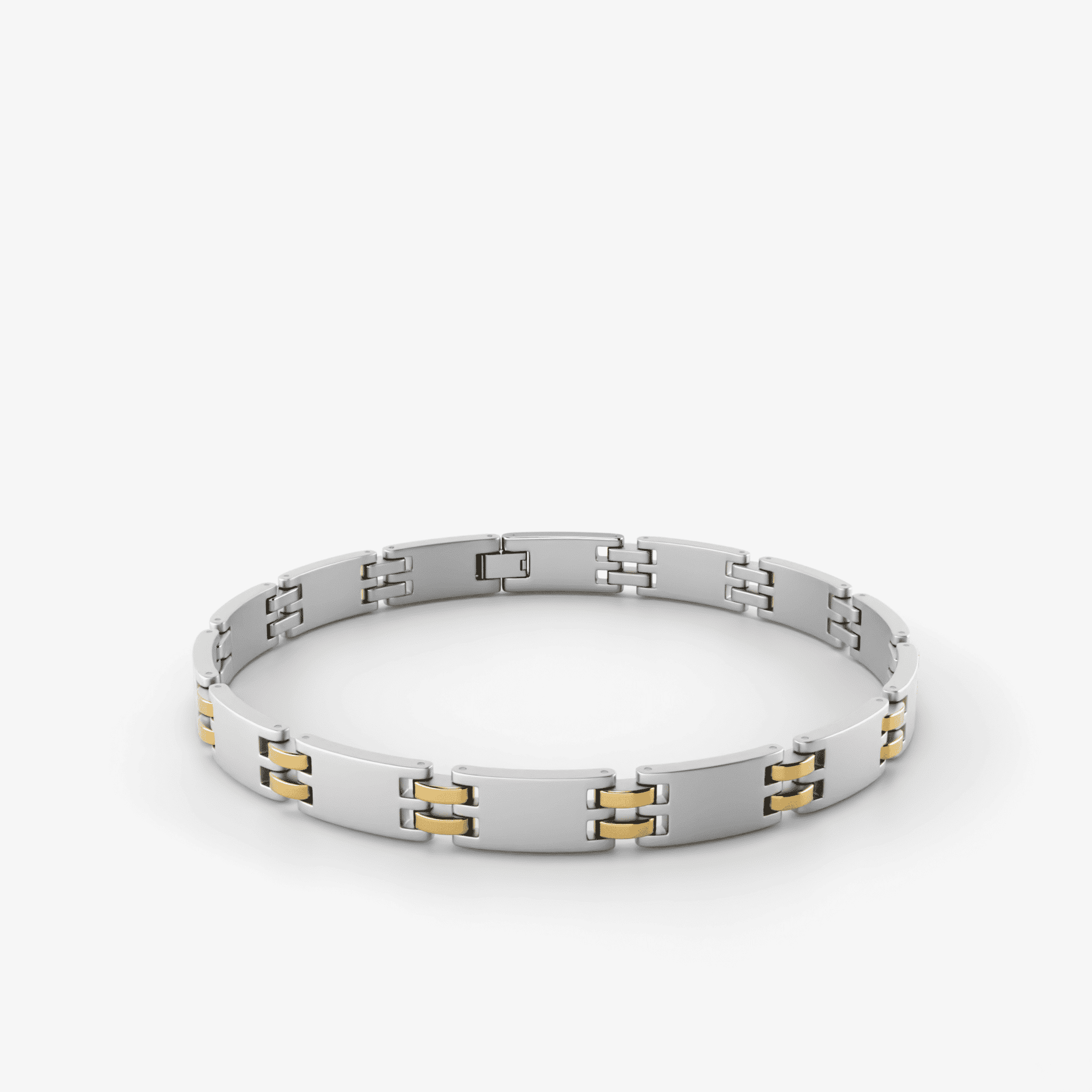 This is a front-on product shot of our Allure Gold & Silver bracelet, displayed on a white background