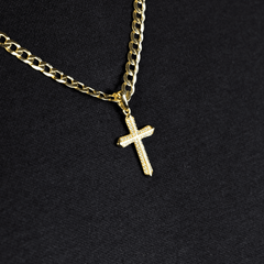 Cubic Zirconia Gold Cross Pendant - Lencia & Morgan