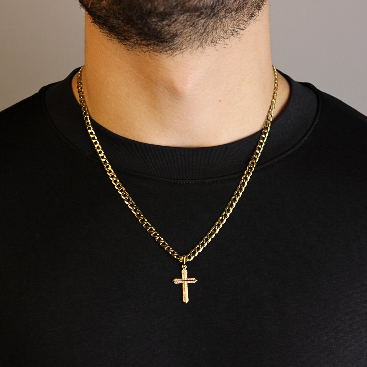 Cubic Zirconia Gold Cross Pendant