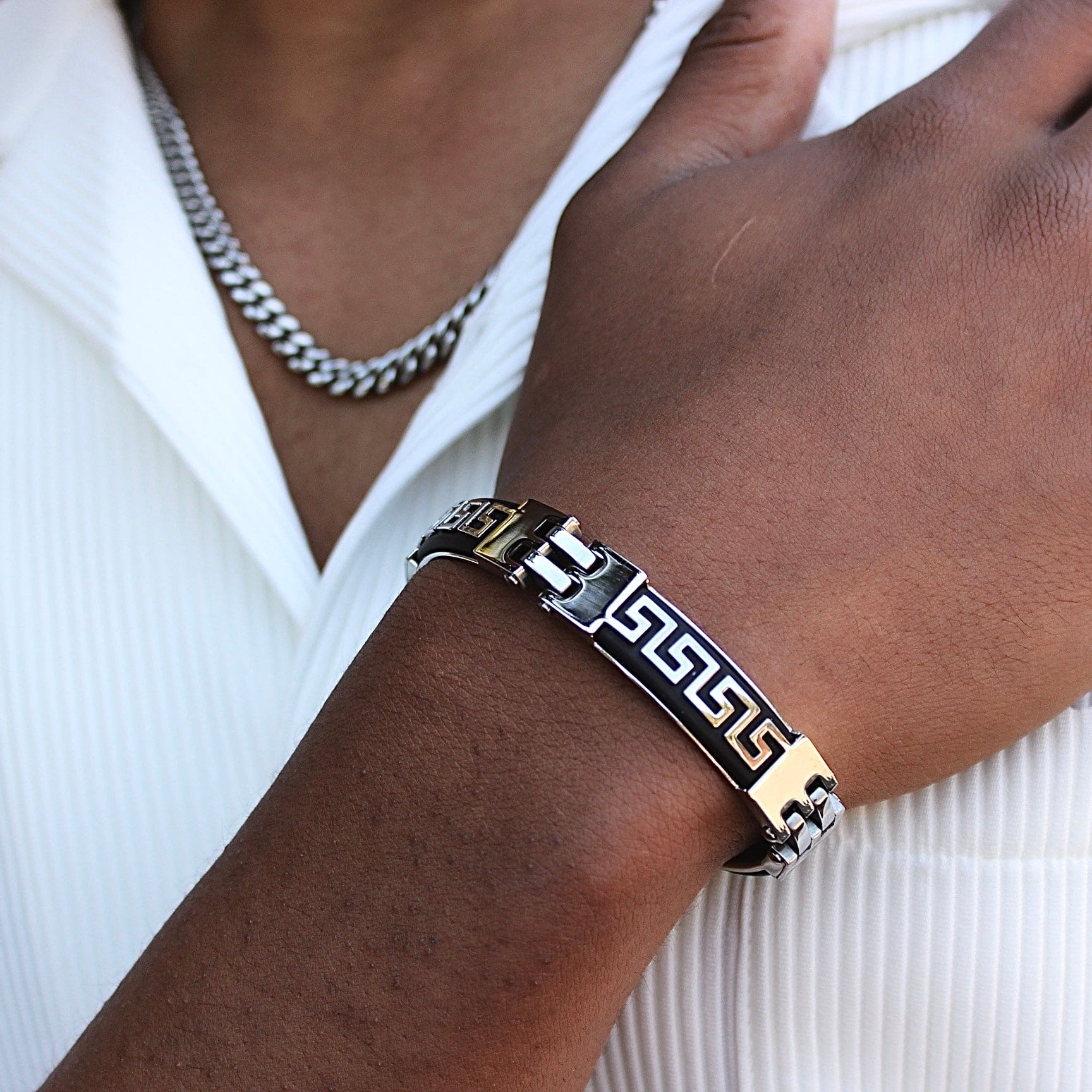 This is a closeup shot of our greek divinity designer bracelet