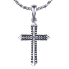 This Is a mid shot of our Black cz Sterling silver cross pendant