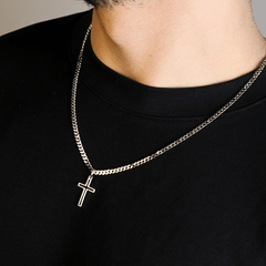 Sterling Silver Outlined Cross Pendnat - Lencia & Morgan