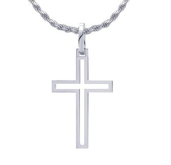 Sterling Silver Outlined Cross Pendnat