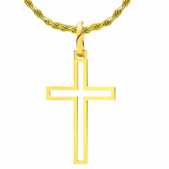 Gold Outlined Cross Pendant - Lencia & Morgan