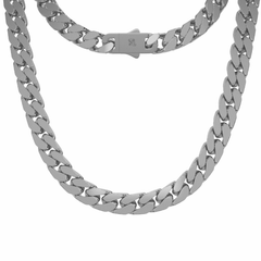 This is a front on product image of our Stainless steel 12mm miami cuban link chain with the clasp