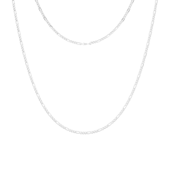 This is a front-on product image of our 3mm sterling silver figaro link chain with the clasp